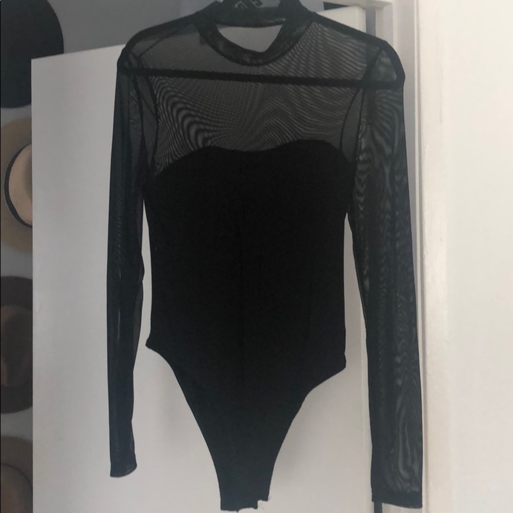 Sheer long sleeve bodysuit.